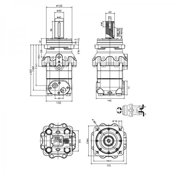 M + S MT moteur hydraulique 160 To 500cc, 40 mm Arbre (Danfoss OMT/Adan MT) #1 image